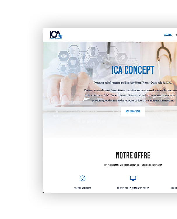 Aperçu du site web d'ICA Concept